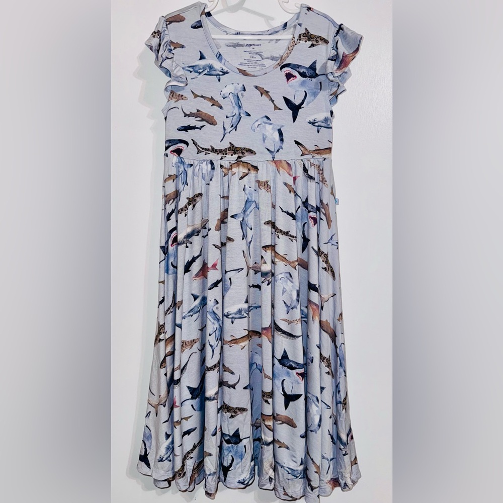 Girls Posh Peanut Light Blue Shark Pattern Twirl Dress size 9